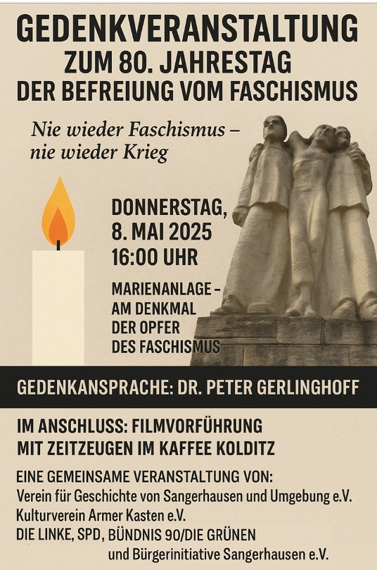 Gedenkveranstaltung am 8. Mai 16.00 Uhr Sangerhausen